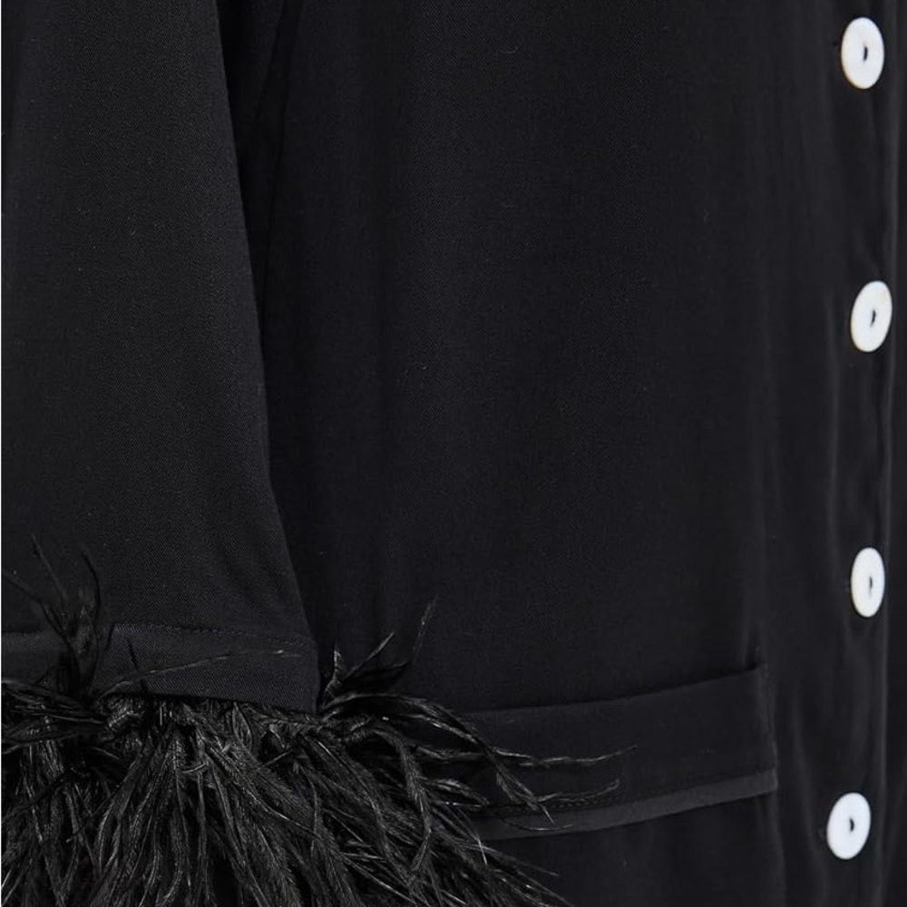 Sleeper Women’s Party Pajama Shirt with Ostrich feather trim - Picture 10 of 10